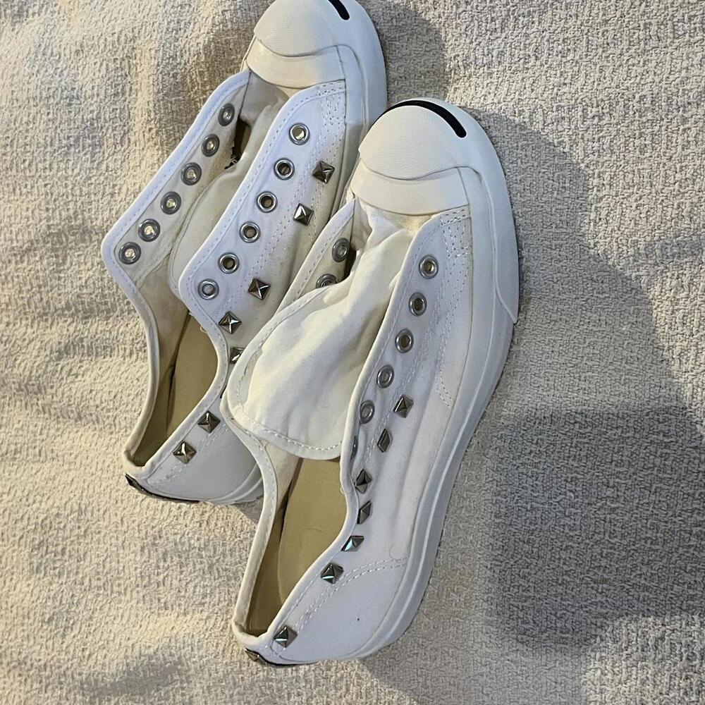 Hard to Find Women’s White Jack Purcell Studded Converse Size 8